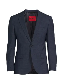 HUGO Blazers & Sportcoats|Henry Slim Fit Plaid Sportcoat Navy