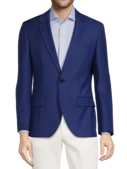 HUGO Blazers & Sportcoats|Henry Slim Fit Virgin Wool Blend Blazer Blue