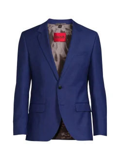 HUGO Blazers & Sportcoats|Henry Slim Fit Virgin Wool Blend Blazer Blue