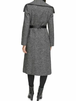 Women Kenneth Cole Herringbone Belted Car Coat