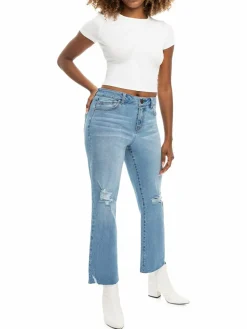 Women 1822 Denim High Rise Cropped Mini Bootcut Jeans