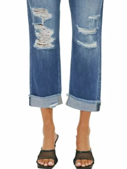 Women KanCan High Rise Distressed Straight Jeans