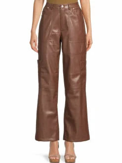 Women Avec Les Filles High Rise Faux Leather Cargo Pants