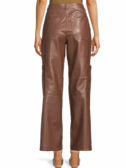 Women Avec Les Filles High Rise Faux Leather Cargo Pants