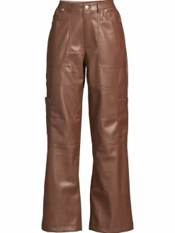 Women Avec Les Filles High Rise Faux Leather Cargo Pants