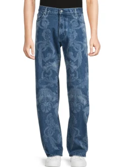 Versace Jeans|High Rise Floral Jeans Blue