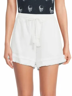 Women Saks Fifth Avenue High Rise Frayed Drawstring Shorts