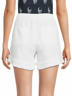 Women Saks Fifth Avenue High Rise Frayed Drawstring Shorts