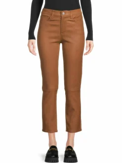 Women Frame High Rise Leather Cropped Pants