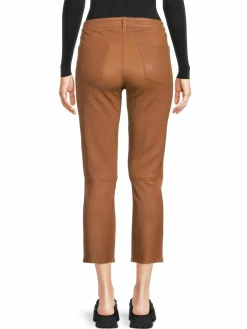 Women Frame High Rise Leather Cropped Pants