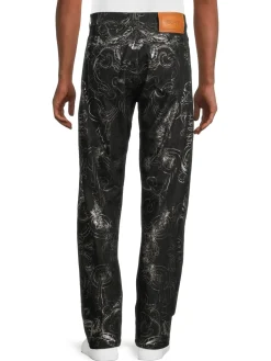 Versace Jeans|High Rise Metallic Floral Jeans Black