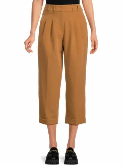Women DKNY High Rise Pleated Cropped Pants