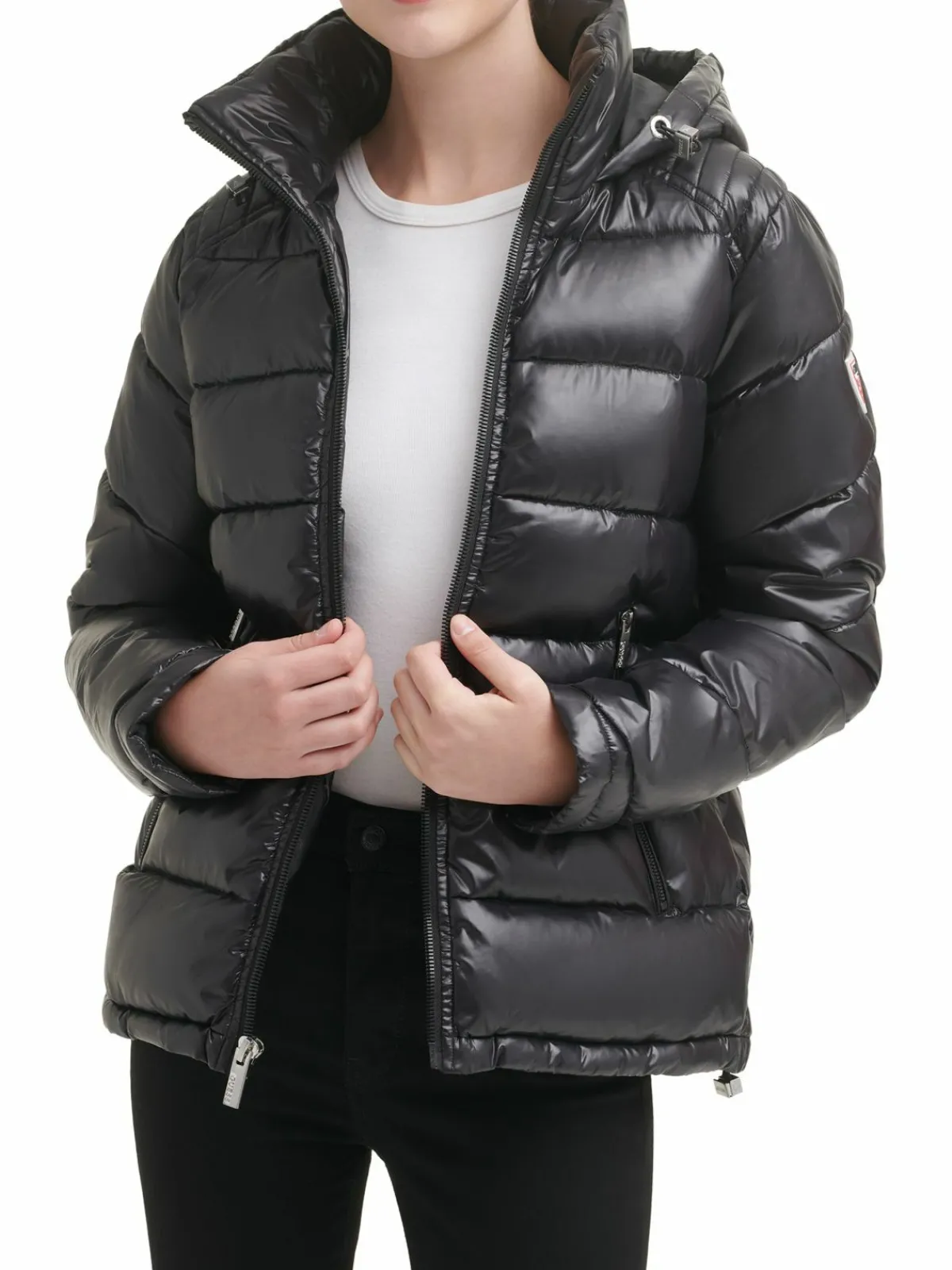 Women Guess Hooded Puffer Jacket