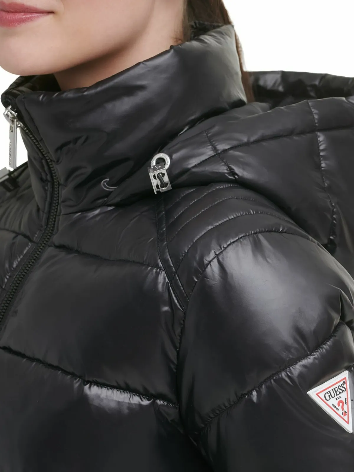 Women Guess Hooded Puffer Jacket