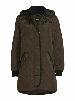 Women DKNY Hooded Quilted Coat