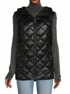 Women Andrew Marc Sport Hooded Quilted Vest