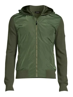 ZEGNA Coats & Jackets|Hooded Twofer Jacket Olive
