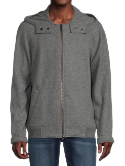 Giorgio Armani Cashmere|Hooded Virgin Wool Blend Bomber Jacket Solid Dark