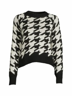 Women Design 365 Houndstooth Crewneck Sweater