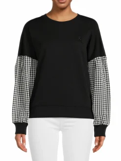 Women Karl Lagerfeld Paris Houndstooth Crewneck Sweatshirt