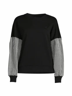 Women Karl Lagerfeld Paris Houndstooth Crewneck Sweatshirt