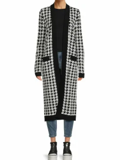 Women Karl Lagerfeld Paris Houndstooth Longline Cardigan