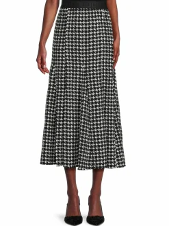 Women Karl Lagerfeld Paris Houndstooth Pleated Maxi Skirt