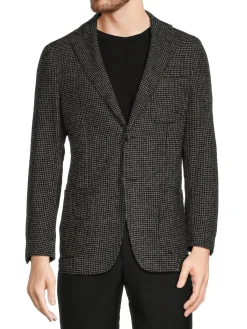 Samuelsohn Blazers & Sportcoats|Houndstooth Wool Blend Blazer Black