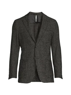 Samuelsohn Blazers & Sportcoats|Houndstooth Wool Blend Blazer Black