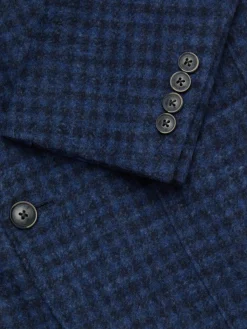 Samuelsohn Blazers & Sportcoats|Houndstooth Wool Blend Blazer Blue