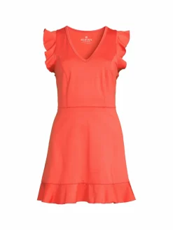 Women EleVen by Venus Williams Hummingbird Solid Ruffle Mini A Line Dress