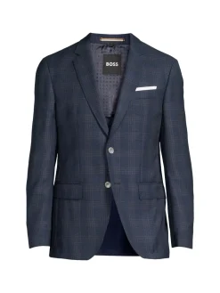 BOSS Blazers & Sportcoats|Hutson Slim Fit Virgin Wool Sportcoat Blue