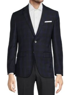 BOSS Blazers & Sportcoats|Hutson Slim Fit Virgin Wool Sportcoat Navy