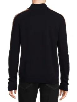 Reiss Sweaters|Hyde Side Stripe Wool Zip Up Sweater Navy