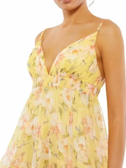 Women Mac Duggal Ieena Pleated Floral Mini Dress