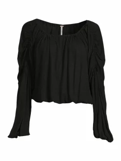 Women Free People In A Dream Ruched Linen Blend Top