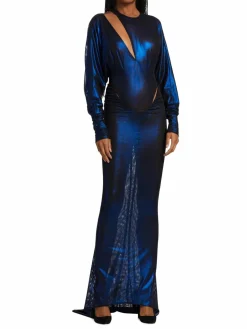 Women LaQuan Smith Iridescent Cut Out Gown
