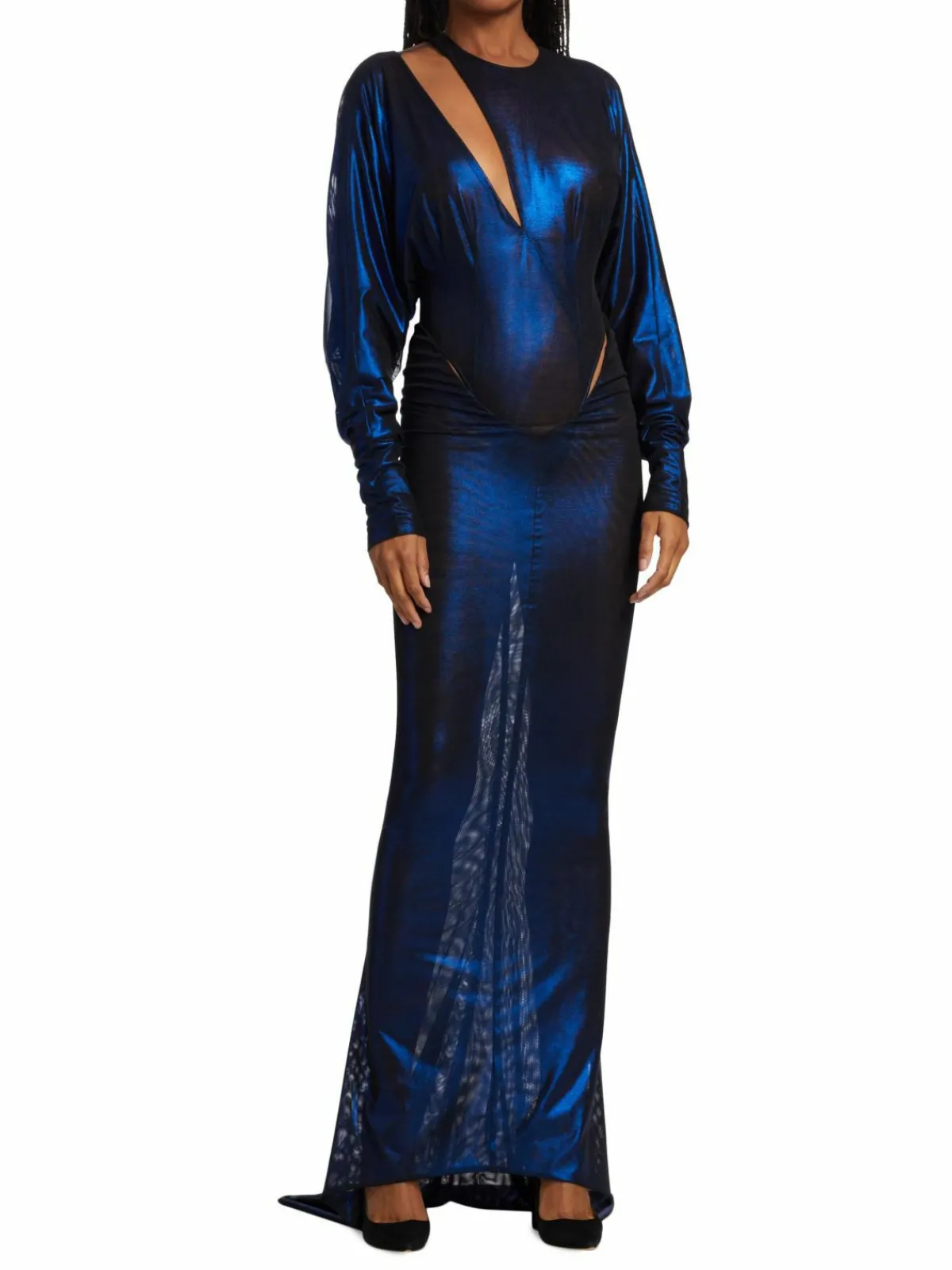 Women LaQuan Smith Iridescent Cut Out Gown