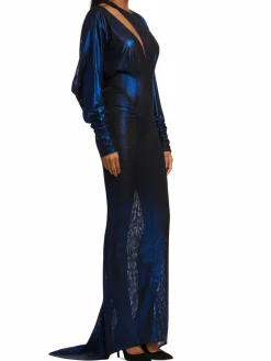 Women LaQuan Smith Iridescent Cut Out Gown