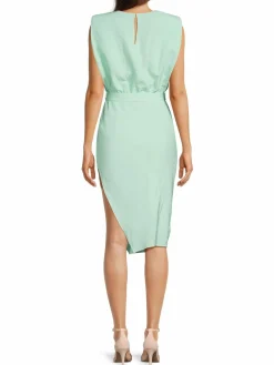 Women Amanda Uprichard Isaiah Linen Blend Belted Sheath Dress
