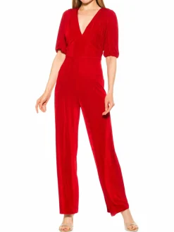 Women Alexia Admor Ivy Puff Sleeve Wide Leg Jumpsuit