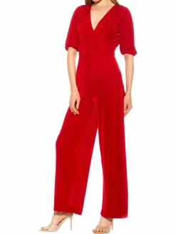 Women Alexia Admor Ivy Puff Sleeve Wide Leg Jumpsuit