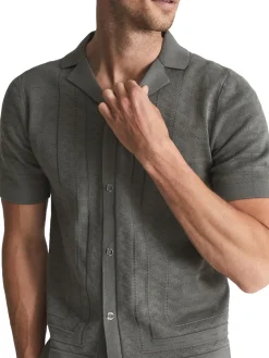 Reiss Casual Button-Down Shirts|Jacob Short Sleeve Button Down Shirt Sage