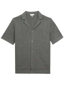 Reiss Casual Button-Down Shirts|Jacob Short Sleeve Button Down Shirt Sage