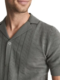 Reiss Casual Button-Down Shirts|Jacob Short Sleeve Button Down Shirt Sage