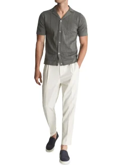 Reiss Casual Button-Down Shirts|Jacob Short Sleeve Button Down Shirt Sage