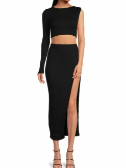 Women Area Stars Jacqui Solid Midi Slit Skirt