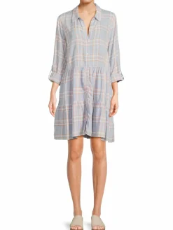 Women Veronica Beard Jemila Plaid Linen Blend Shirtdress
