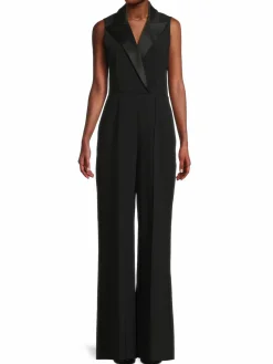 Women L'AGENCE Jemma Peak Lapel Pleated Jumpsuit