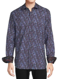 Robert Graham Casual Button-Down Shirts|Jericho Classic Fit Polka Dot Sport Shirt Blue